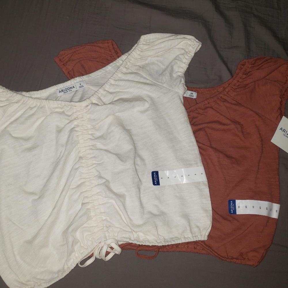 NWT 2 White & Orange Brown Top